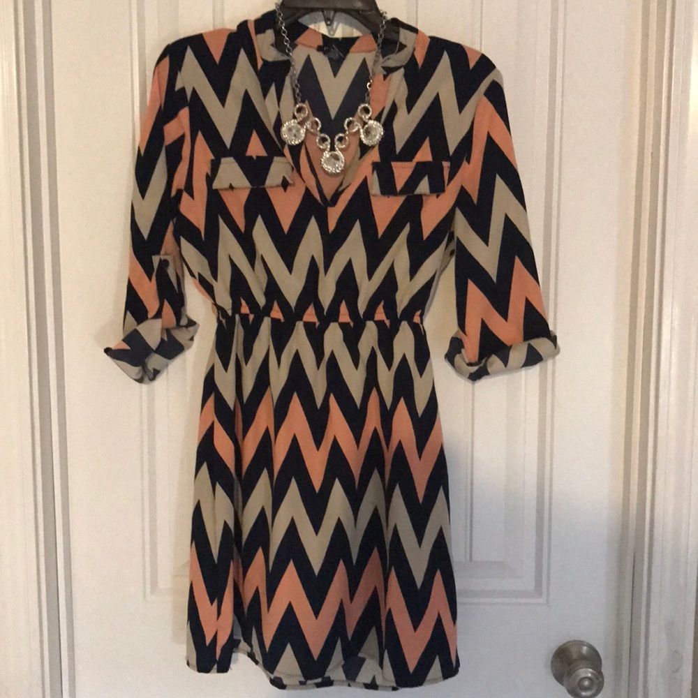 Rue 21 Peach Chevron dress